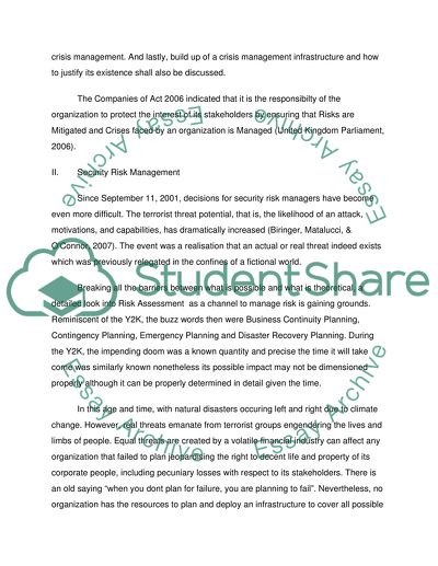 Security Risk Management in the UK