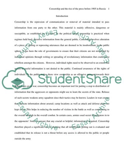 Censorship and the Rise of the Press Before 1905 in Russia