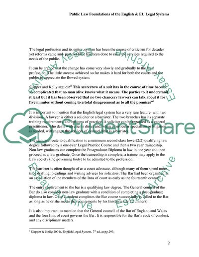 Public Law Foundations of the English and European Union Legal Systems