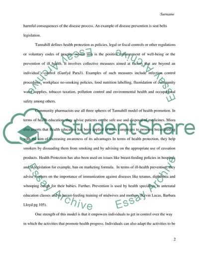 Tannahill Model and Health Promotion