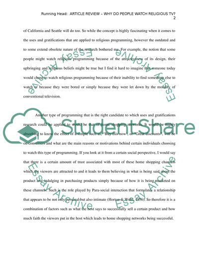 Uses and Gratifications Theory Applied to Religious Programming