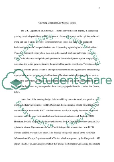 Growing Criminal Law Special Issues