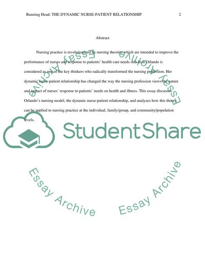 The Dynamic Nurse-Patient Relationship