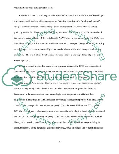 Knowledge Management and Organisation Learning