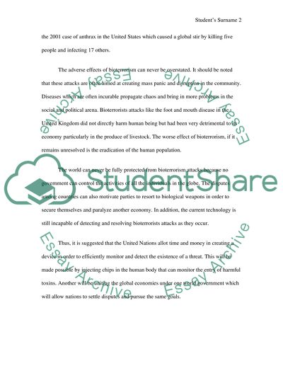 Disease Control and Prevention: Bioterrorism