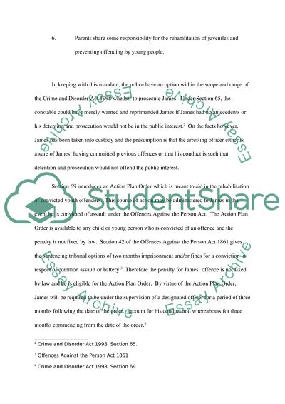 Case study on critical understanding of the treatment and sentencing of young people