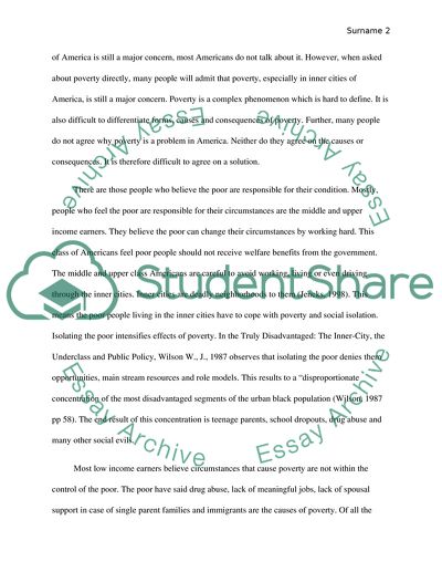 Poverty in Inner Cities of America