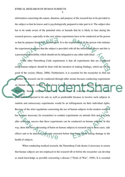 Application of the Nuremberg Code