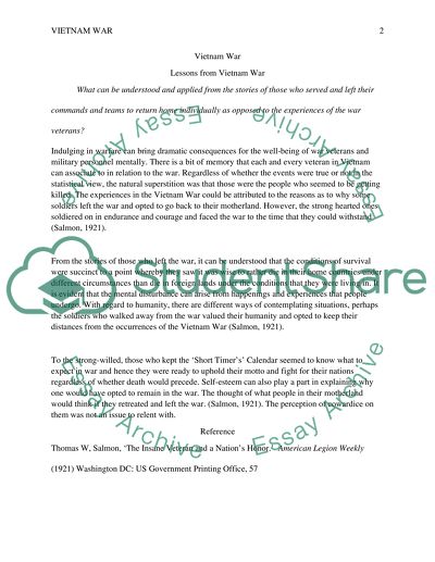 Experience of war veterans and psychological effects of Vietnam war