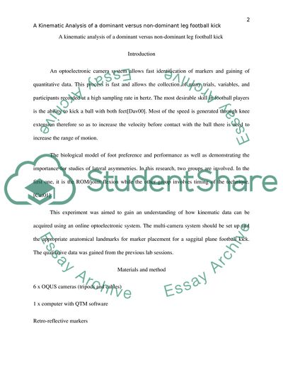 A Kinematic Analysis of a Dominant Versus a Non-Dominant Leg Football Kick