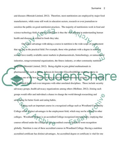 Evaluating Nutrition Classes at Woodland Community College