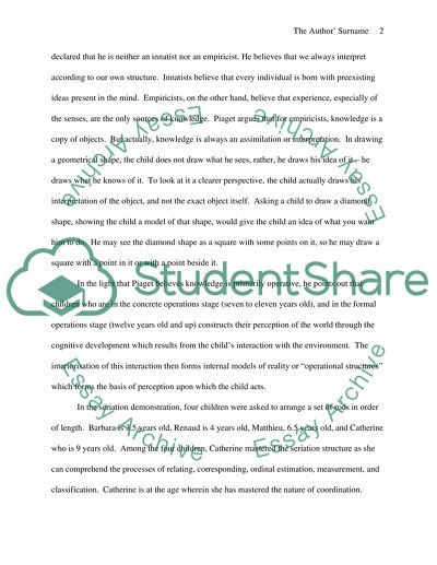 Epistemology of Jean Piaget