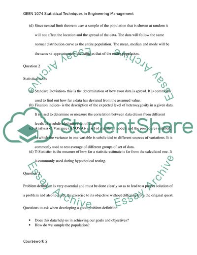 Statistical techniques in engineering Management