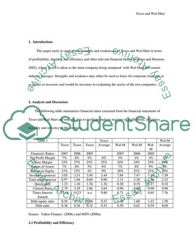 Financial Strengths and Weaknesses of Tesco And Wal-Mart