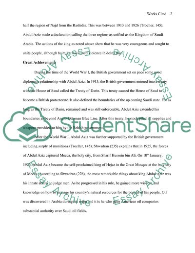 The subject is leadership and the topic is about King abdulaziz the first king of Saudi arabia