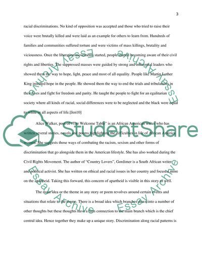 Racial Discrimination in the Welcome Table by Alice Walker & Country Lovers by Nadine Gordimer