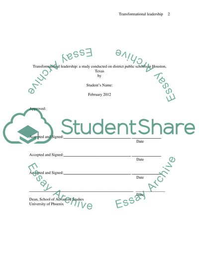 Transformational Leadership Dissertation