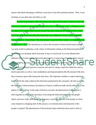 Consumer Behavior: Observational Research Term Paper