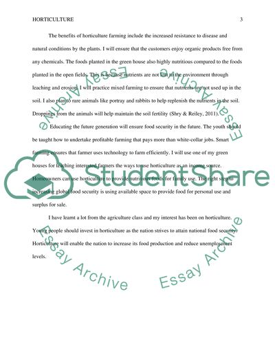 The Use of Horticulture in the Future