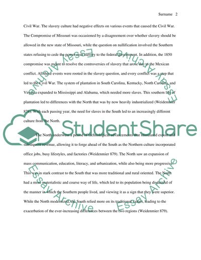 The Cultural Perspective of the American Civil War