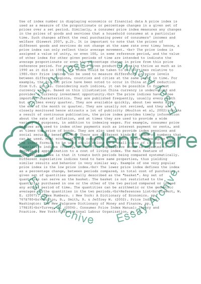 Use of Index Number in Displaying Economics or Financial Data