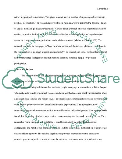 Role of Social Media in Political Participation and Process