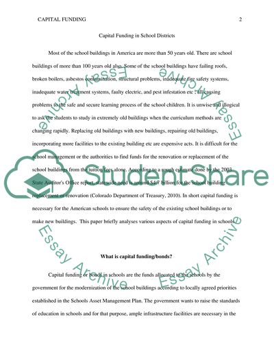 Capital Funding in School Districts