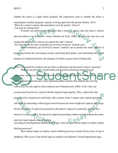 Minors Choices and Parents Choices