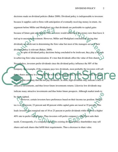 Dividends Policy of Vodafone