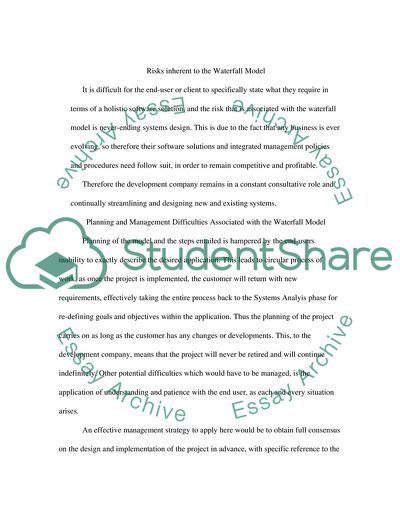 Waterfall Model of Systems Development Life Cycle