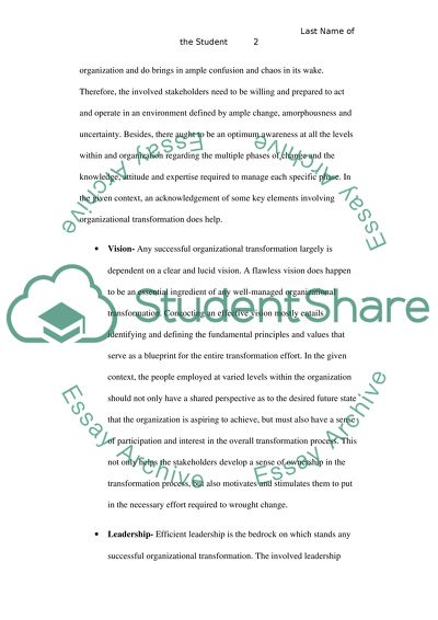 Effective Organizational Transformation