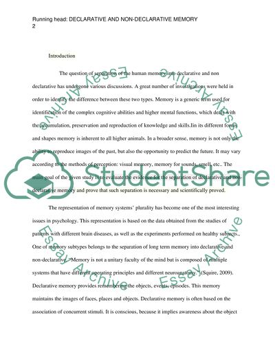 Separation of Declarative and Non-Declarative Memory