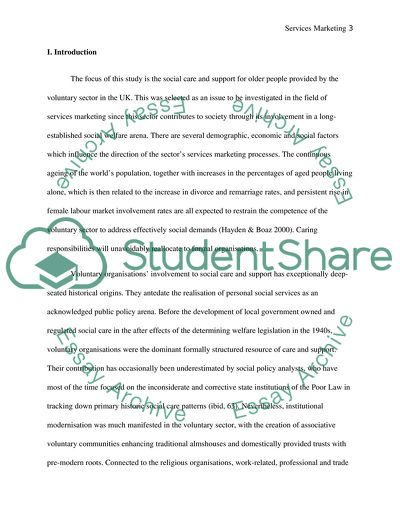 An Investigation of Services Marketing in the Voluntary Sector of the United Kingdom