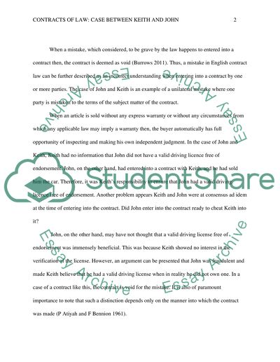 Contracts of Law:Case Between Keith and John