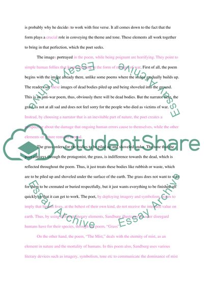 A Discussion, Comparison and Contrasting of the Poems Grass and The Mist by Carl Sandburg