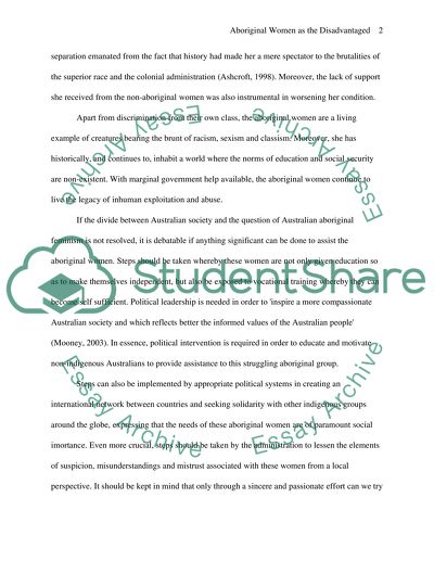 Aboriginal Women as the Disadvantaged: What can be done to help this Group