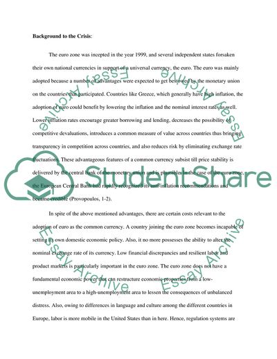 Economic Crisis in Greece and its Impact on the Euro