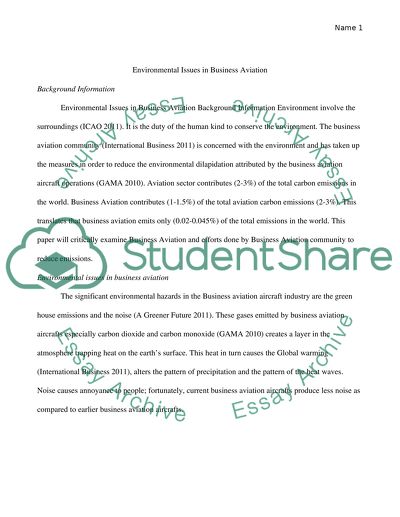 Environmental Issues in Business Aviation
