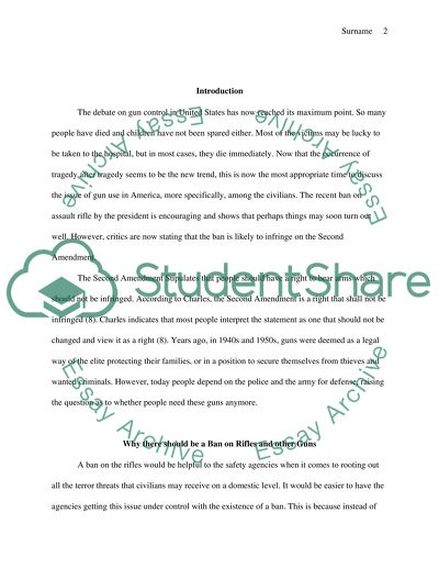 Ban on Assault Rifles and Second Amendment