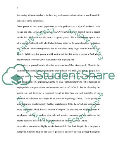 Politeness among Various Generations