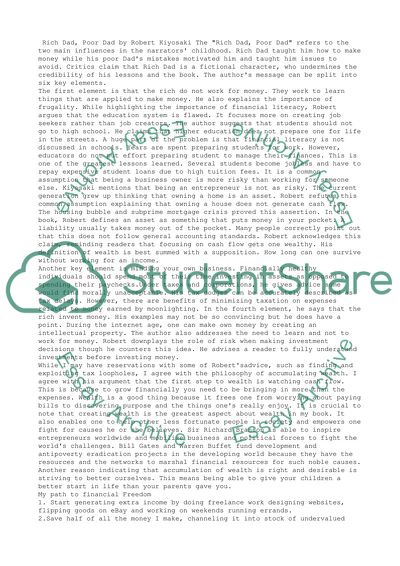 Rich Dad, Poor Dad Critique