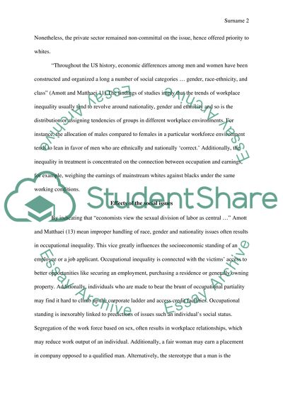 Impact of Gender, Race and Nationality on Women Distribution at the Workplace