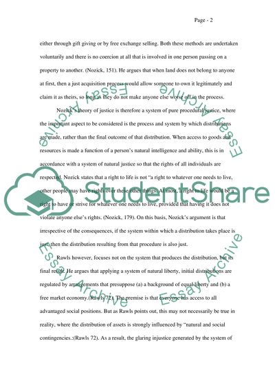 The Distribution of Primary Goods by Nozick and Rawls