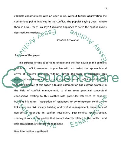 Theoretical and Practical Approaches of Conflict Resolution