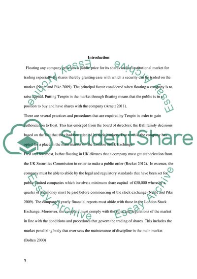 Floating a private company Assignment