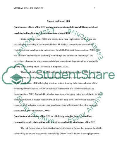 Mental Health and SES