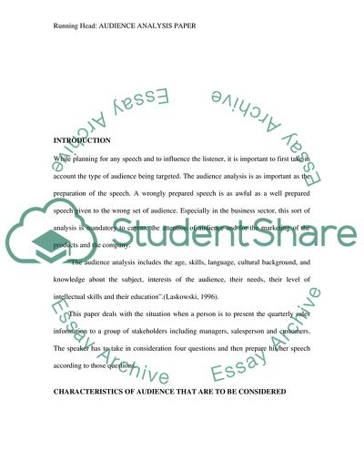 Audience Analysis: Speaking in Front of a Group