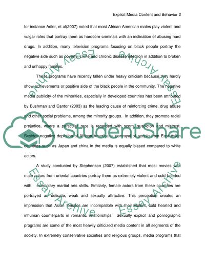 Explicit Media Content and Behavior