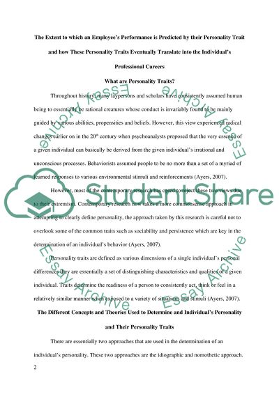 Personality and Job Performance