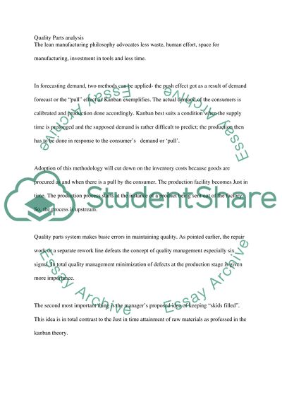 Quality Parts Case Analysis